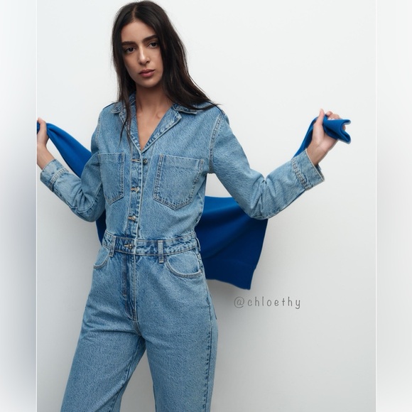 Zara Z1975 LONG DENIM JUMPSUIT